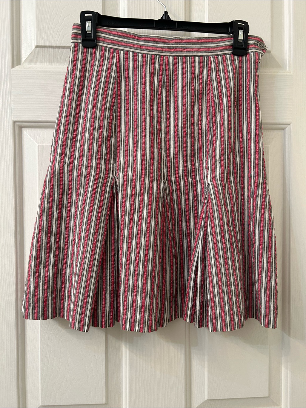 Vintage Norma Kamali Omo Striped A-Line Skirt. 100% Cotton. Made In The Usa.